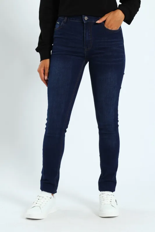 Skinny Rinse Wash Denim With Slight Brushing - Dark Wash Ink sold by Edgars