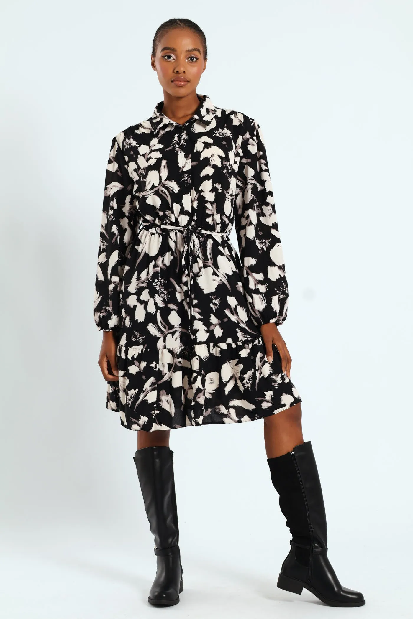 Button Through Monochrome Tiered Tea Dress sold by Edgars product image thumbnail 2