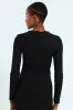 Lettuce Hem Crinkle Knit Top - Black sold by Edgars