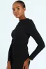 Lettuce Hem Crinkle Knit Top - Black sold by Edgars