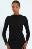 Lettuce Hem Crinkle Knit Top - Black sold by Edgars