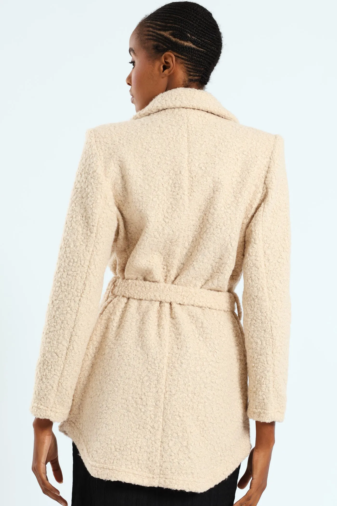 Belted Button Through Boucle Shacket - Stone sold by Edgars product image thumbnail 3