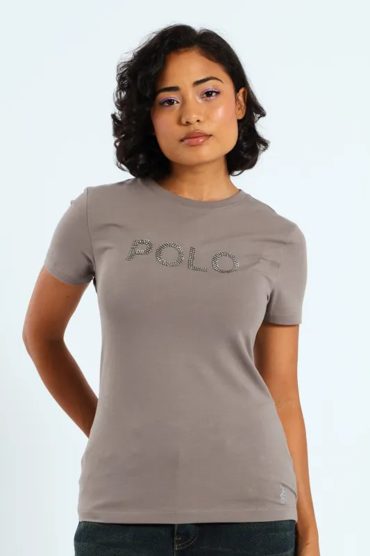 Lily Short Sleeve Beaded T-Shirt - Grey sold by Edgars