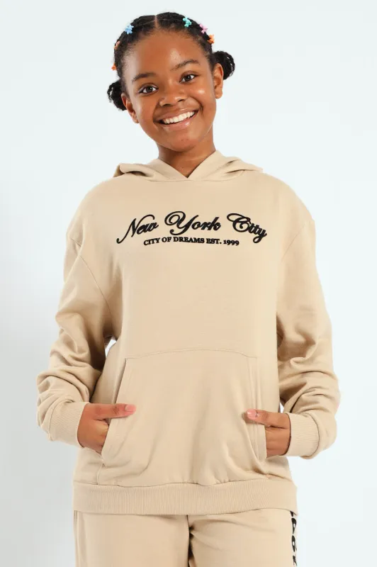 Girls New York Fleece Top - Tan sold by Edgars