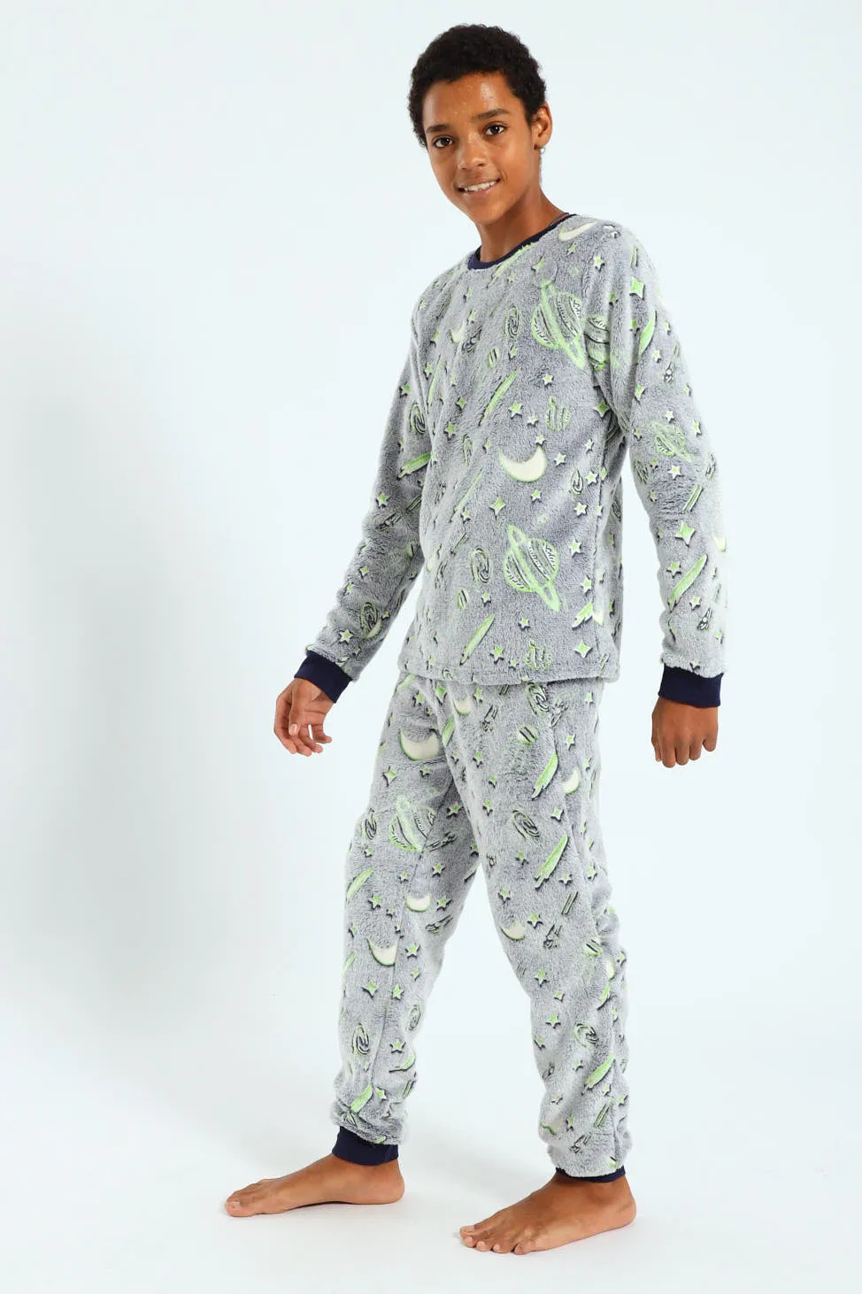 Boys Glow In The Dark Space Long Sleeve Sleep Set - Navy/Grey sold by Edgars product image thumbnail 3