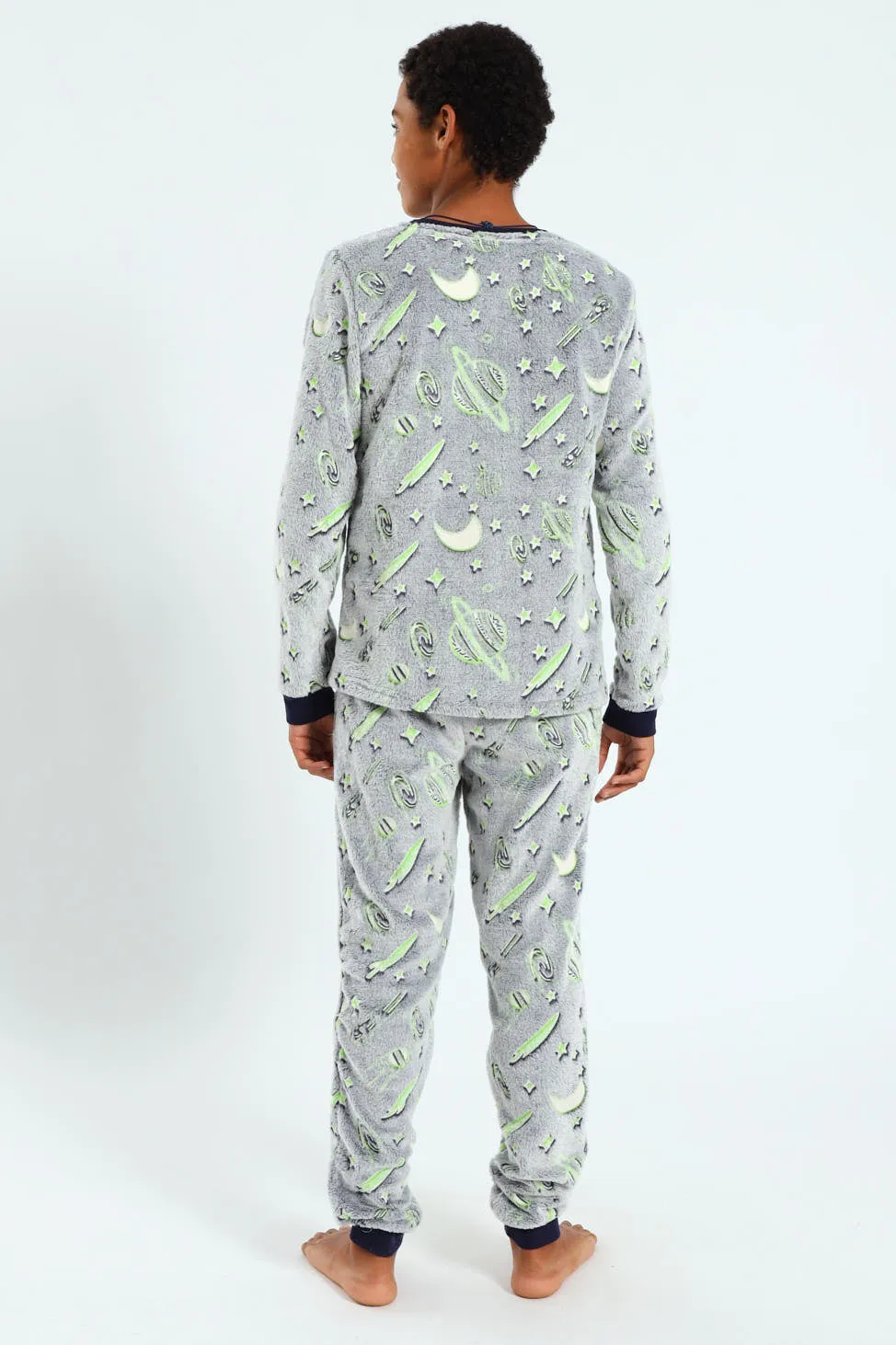 Boys Glow In The Dark Space Long Sleeve Sleep Set - Navy/Grey sold by Edgars product image thumbnail 4