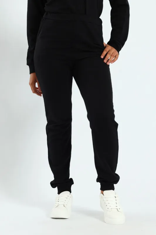 Girls Fleece Jogger - Black sold by Edgars 