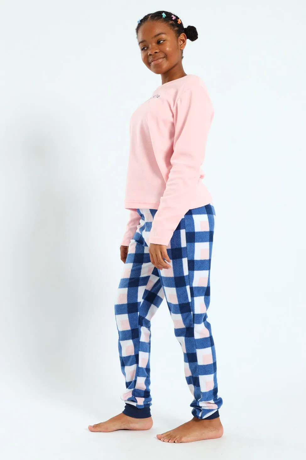 Girls Check Bottoms Sleep Set - Pink sold by Edgars product image thumbnail 2