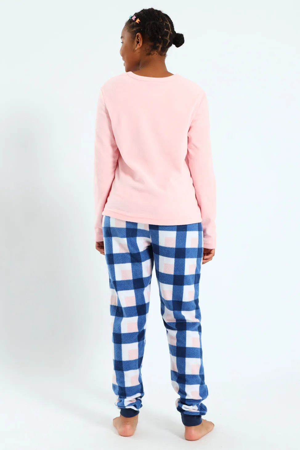 Girls Check Bottoms Sleep Set - Pink sold by Edgars product image thumbnail 3