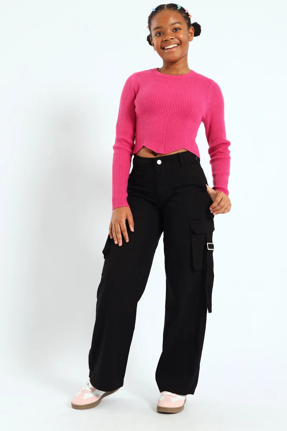 Girls Twill Cargo Pants - Black sold by Edgars product image thumbnail 4