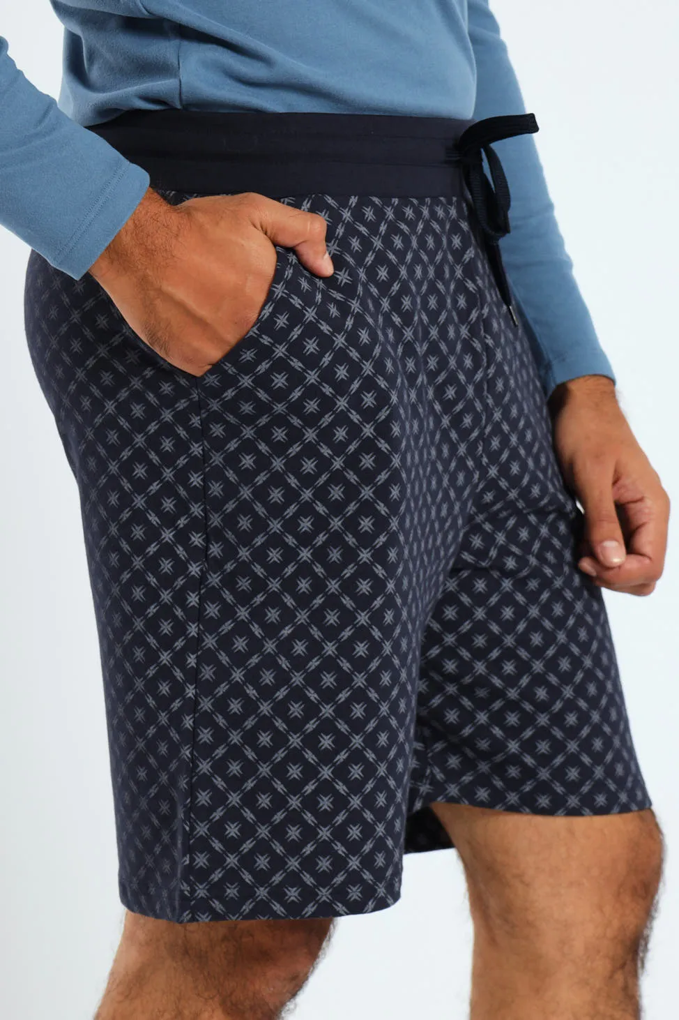 Unbrushed Fleece Print Knit Shorts - Navy sold by Edgars product image thumbnail 2