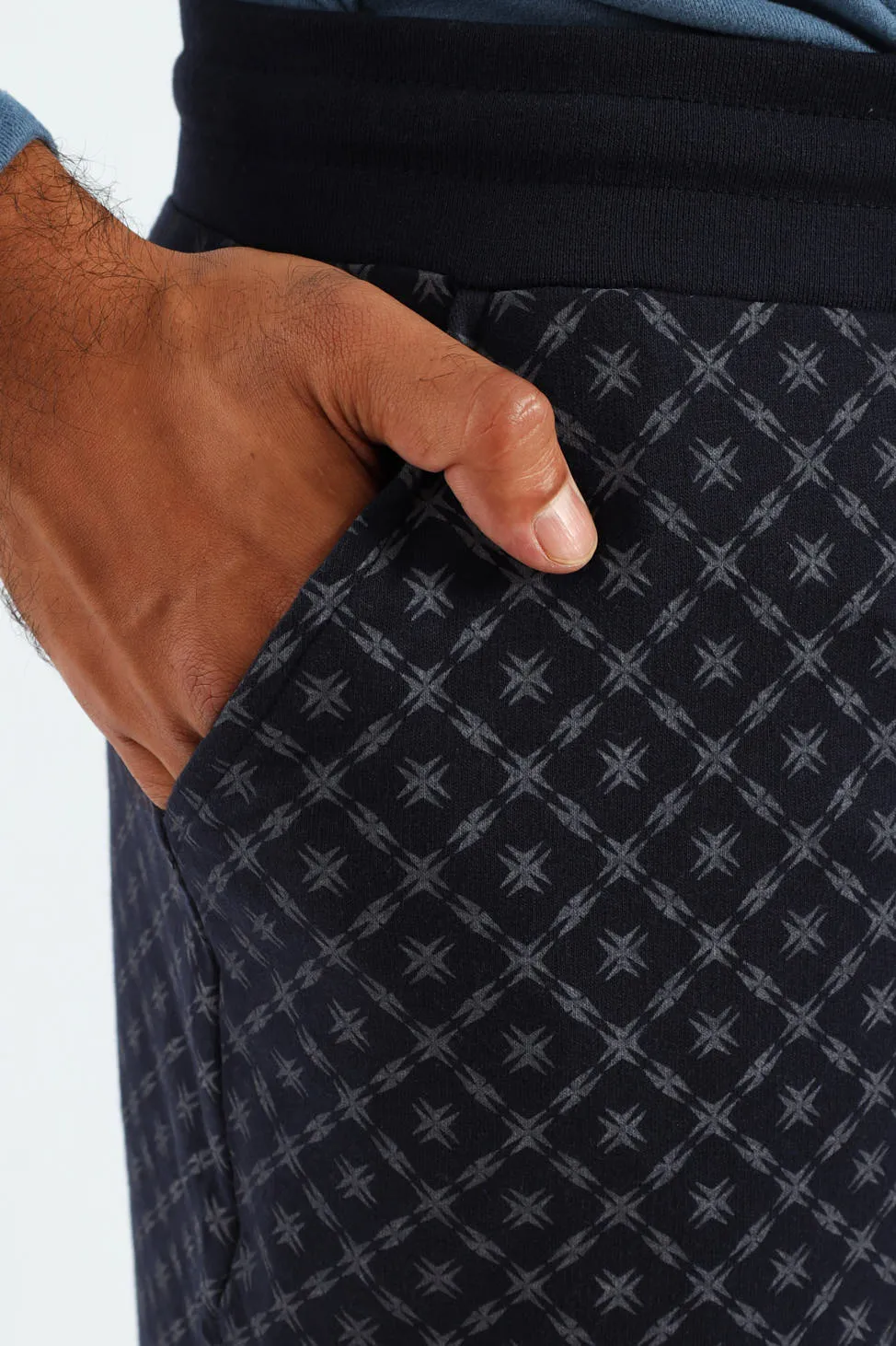 Unbrushed Fleece Print Knit Shorts - Navy sold by Edgars product image thumbnail 4