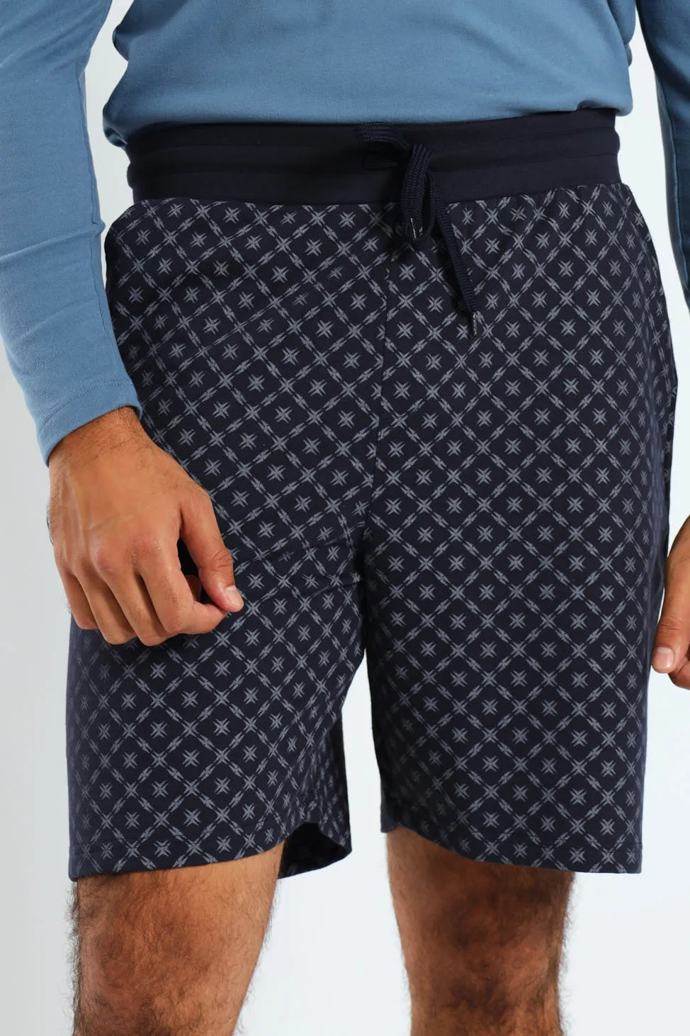 Unbrushed Fleece Print Knit Shorts - Navy sold by Edgars