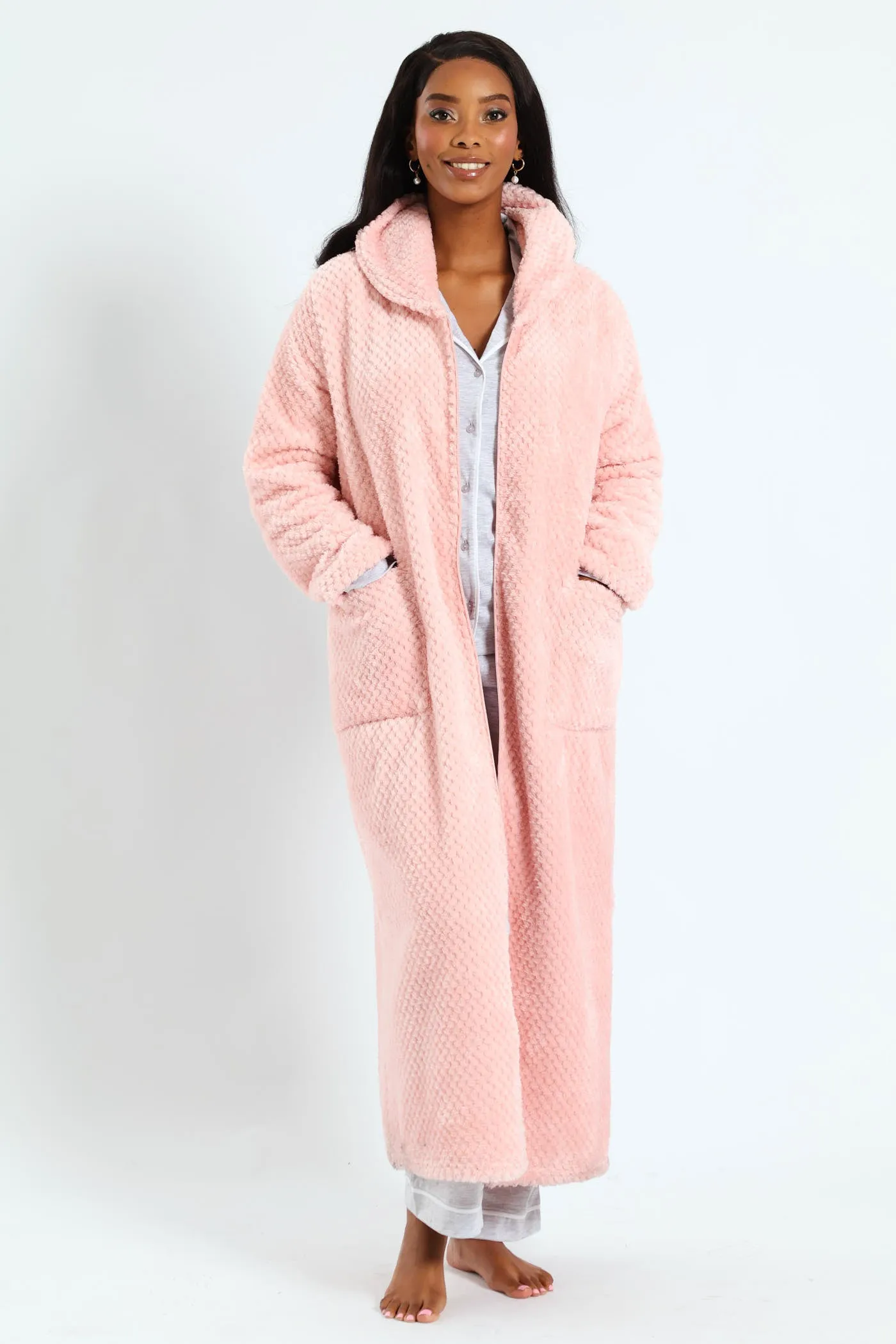 Ankle Length Zip-Through Gown - Pink sold by Edgars