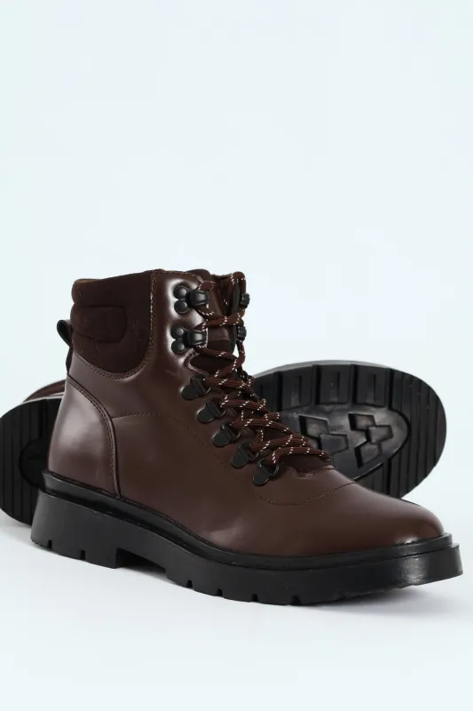 Lace Up Combat Boot - Chocolate sold by Edgars 
