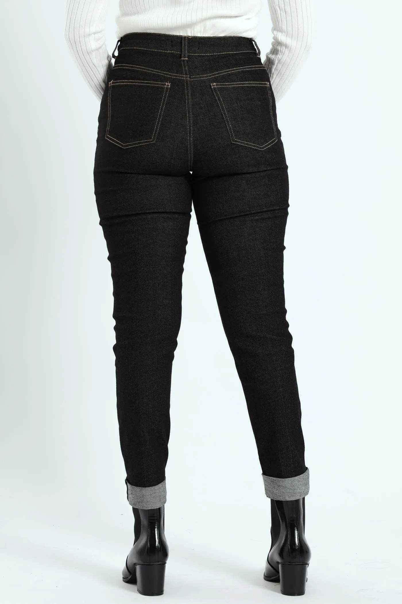 Roll Hem Crease Front Cigarette Denim - Black sold by Edgars product image thumbnail 3