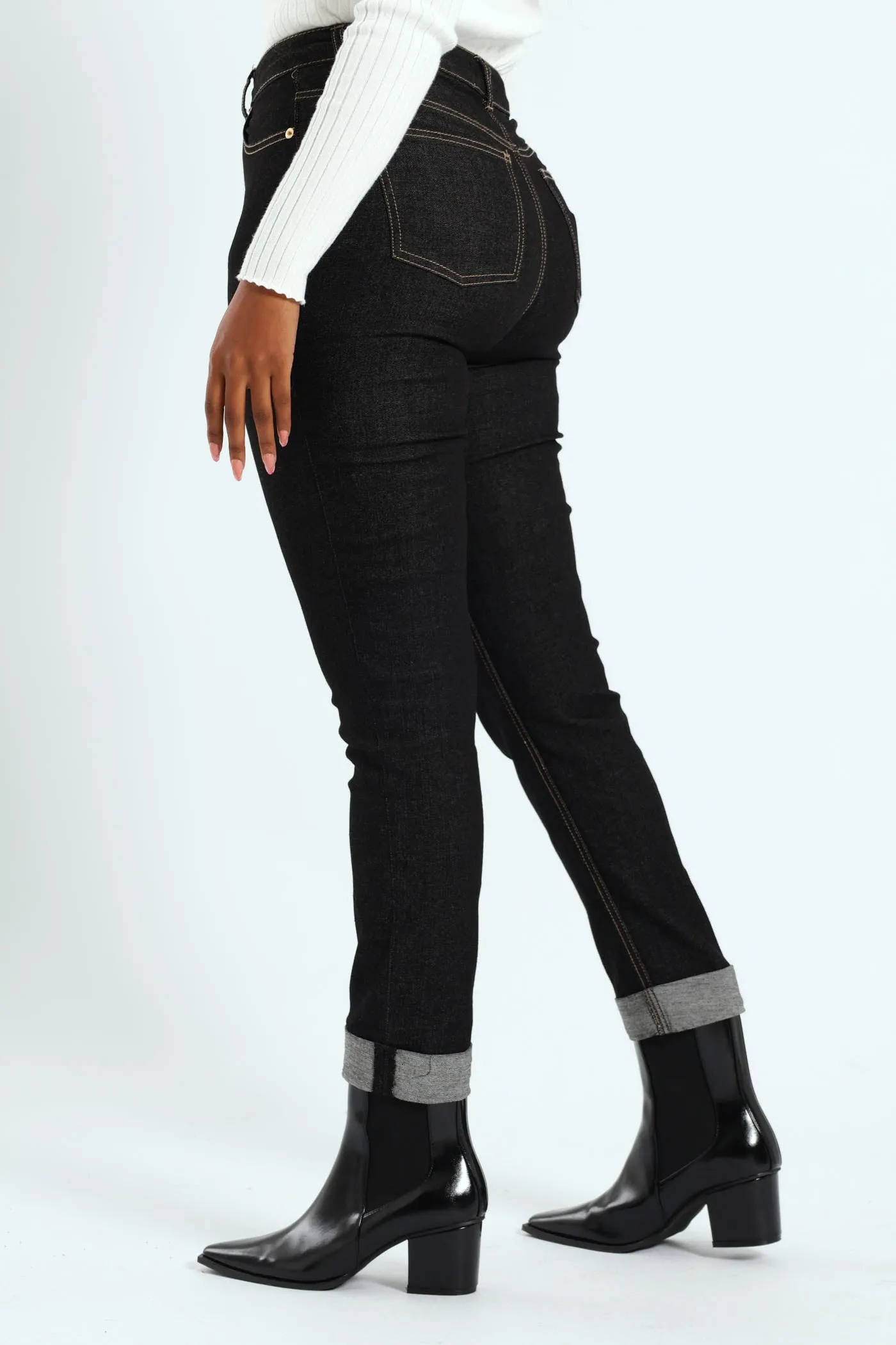 Roll Hem Crease Front Cigarette Denim - Black sold by Edgars product image thumbnail 2
