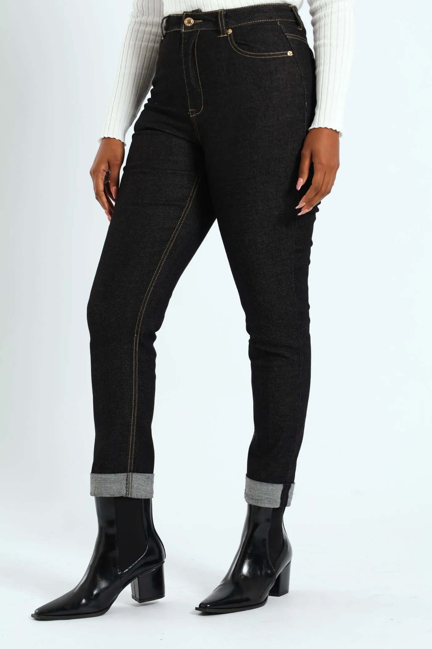 Roll Hem Crease Front Cigarette Denim - Black sold by Edgars product image thumbnail 5