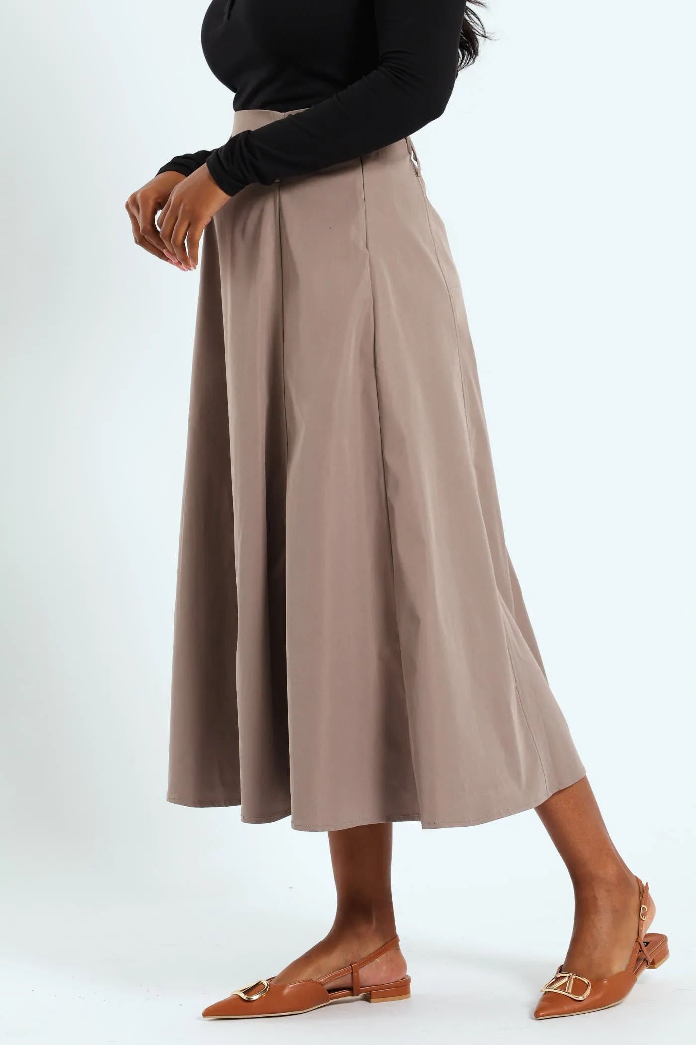 Panelled Flared Twill Midaxi Skirt - Taupe sold by Edgars product image thumbnail 4