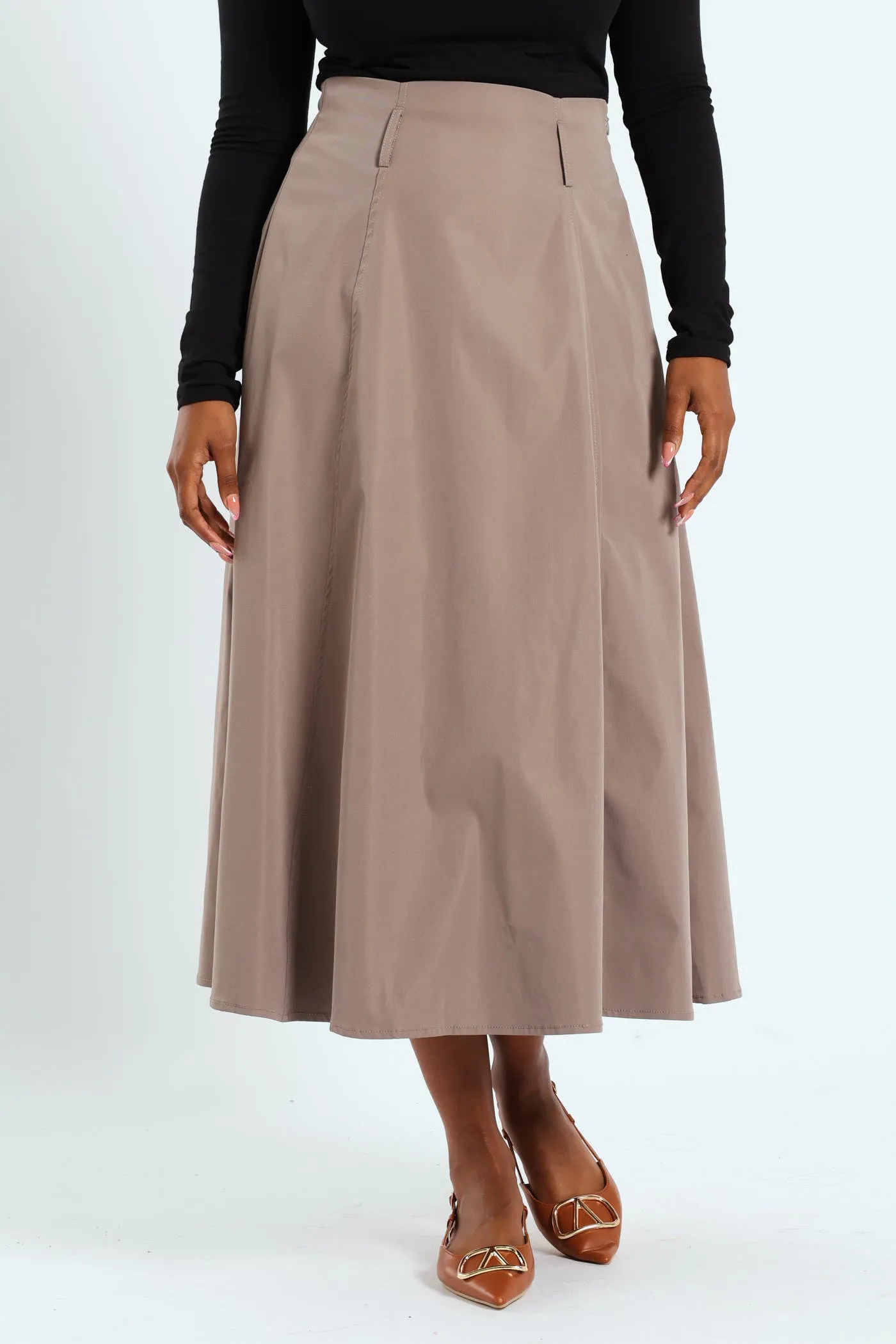 Panelled Flared Twill Midaxi Skirt - Taupe sold by Edgars