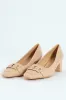 Self Colour Trim Patent Block Court Heel - Cream sold by Edgars