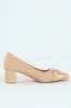 Self Colour Trim Patent Block Court Heel - Cream sold by Edgars