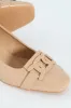 Self Colour Trim Patent Block Court Heel - Cream sold by Edgars