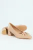 Self Colour Trim Patent Block Court Heel - Cream sold by Edgars