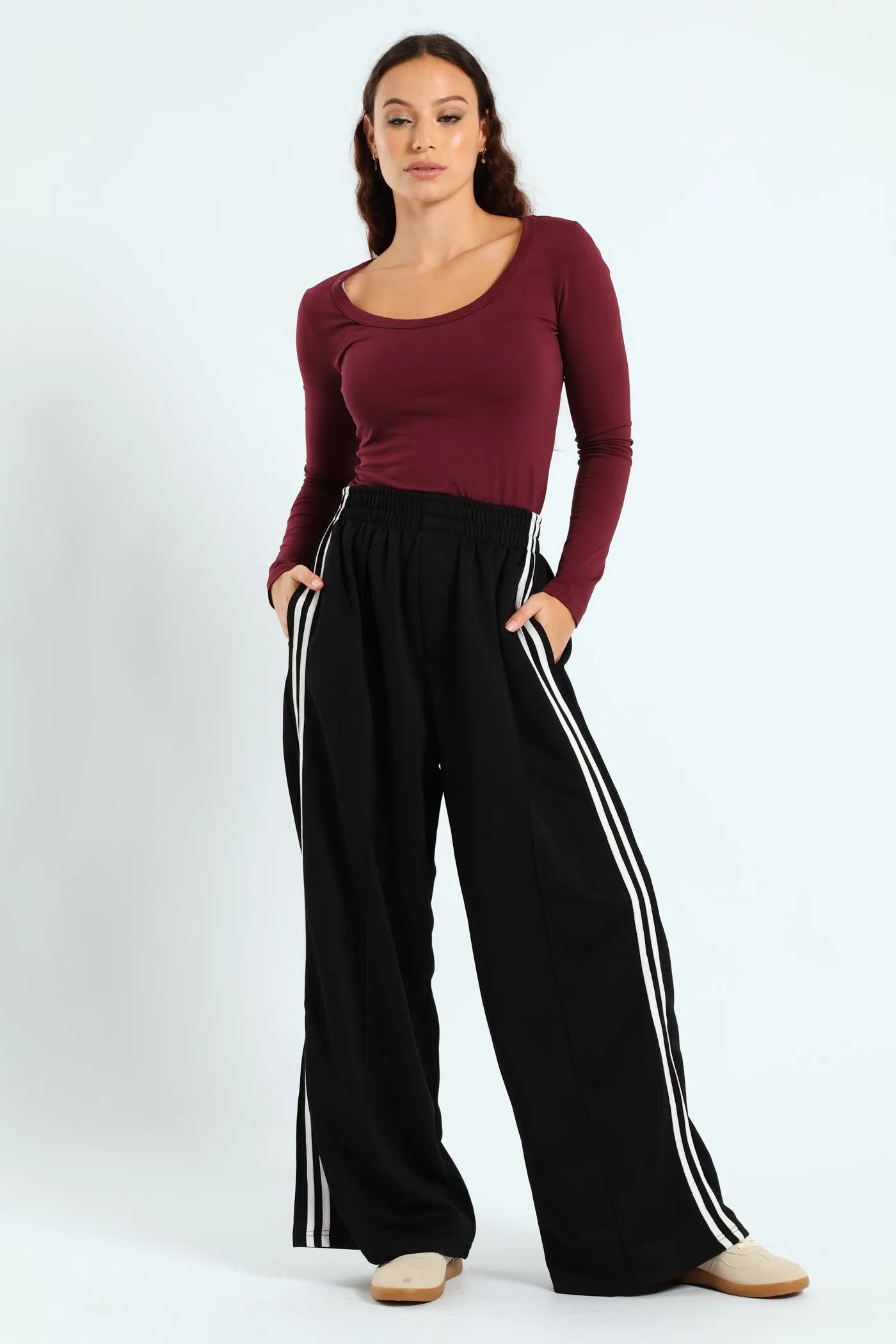 Stripe Tricot Wide Leg Trackpants - Black sold by Edgars product image thumbnail 5