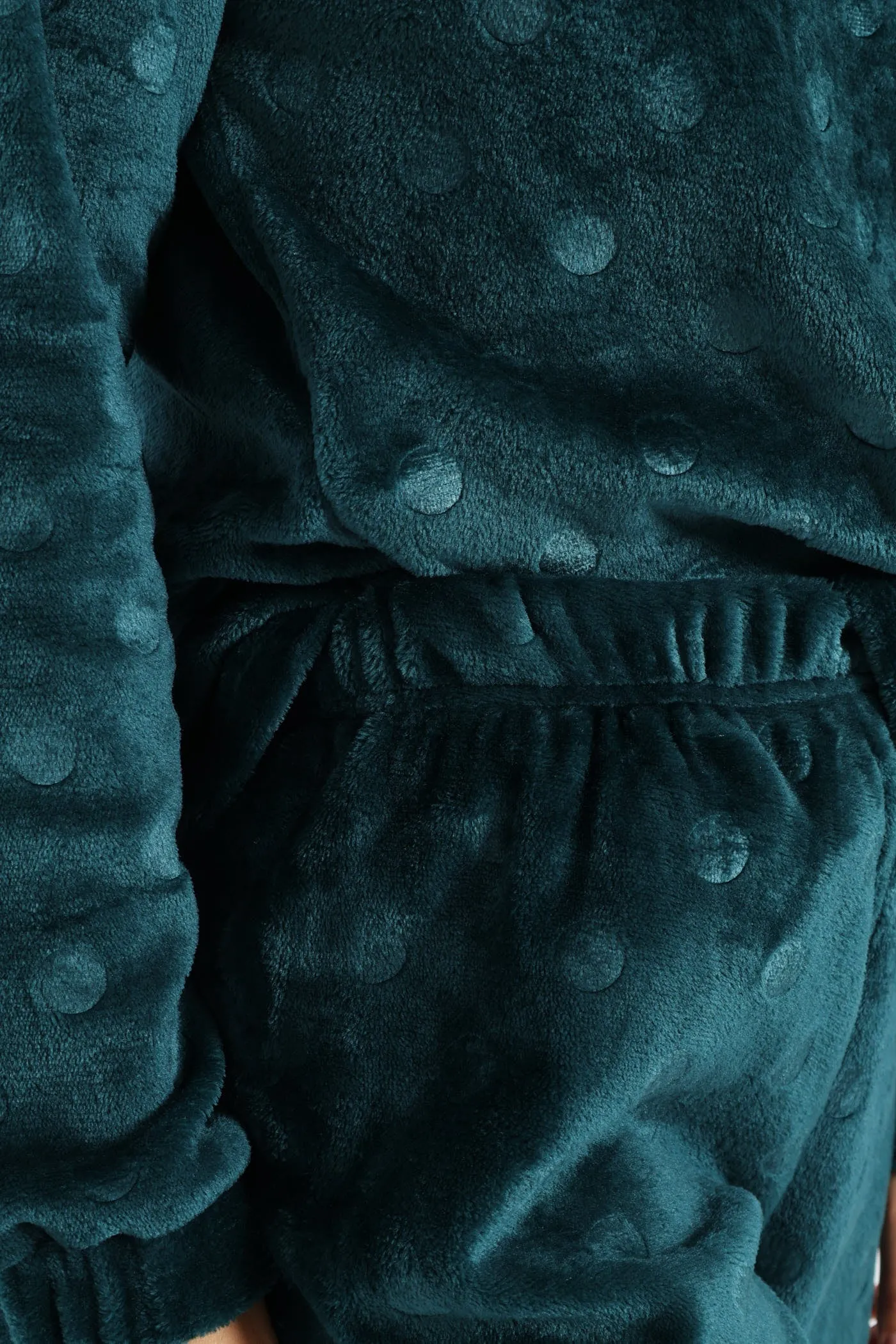 Velour Spot Embossed Long Sleeve Top & Pants Set - Dark Green sold by Edgars product image thumbnail 2