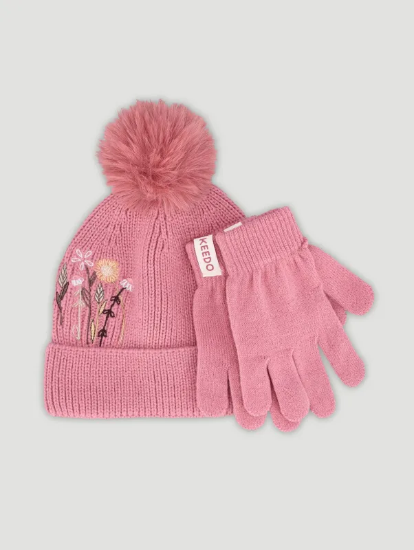 Keedo Girls Knitted Beanie & Glove Set sold by Edgars