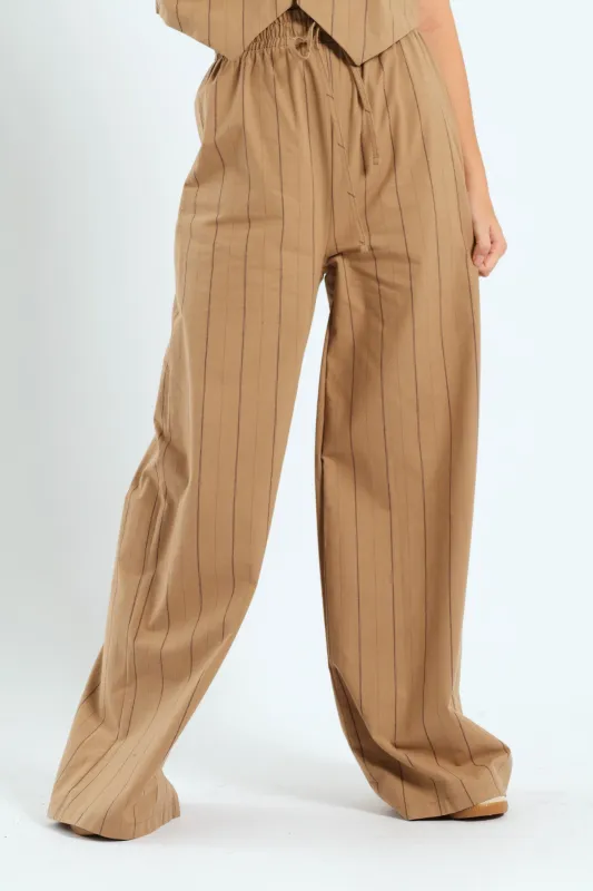 Stripe Relaxed Pants - Tan sold by Edgars