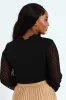 V-Neck Frill Knitwear Combo Blouse - Black sold by Edgars