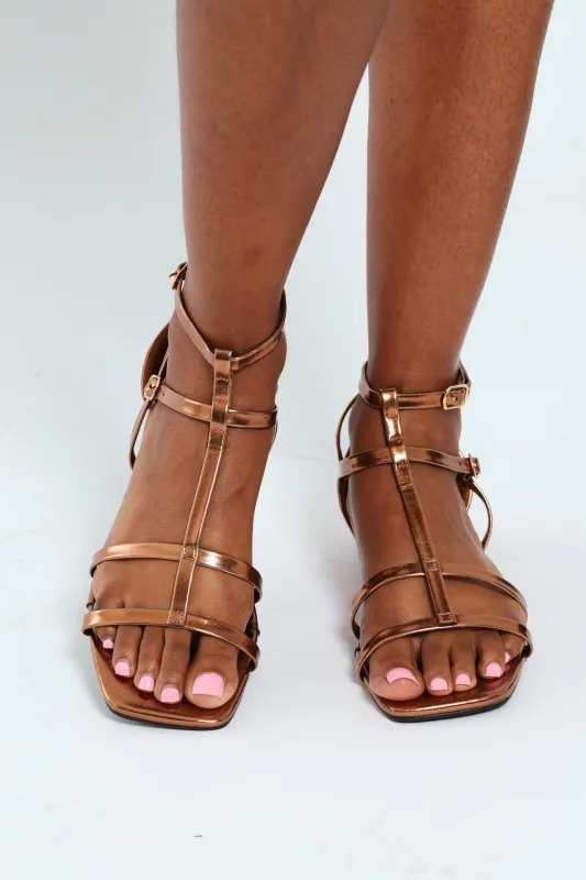 Interlinked Mule With Lace Up Ankle Strap - Gold sold by Edgars 
