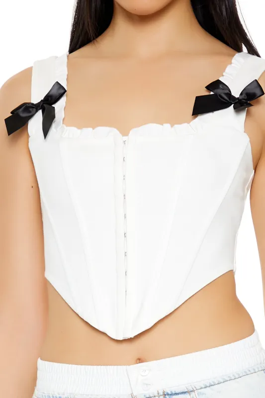 Curved Hem Sleeveless Bustier Knit Top - Cream/Black made by Forever 21