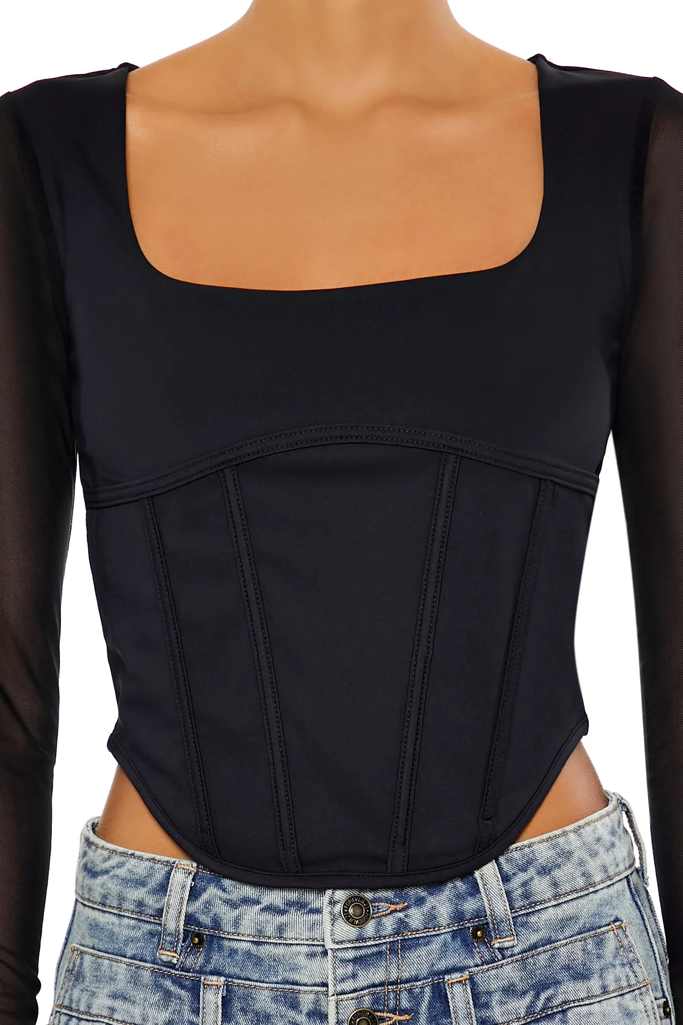 Curved Hem Knit Bustier Top - Black sold by Edgars product image thumbnail 2