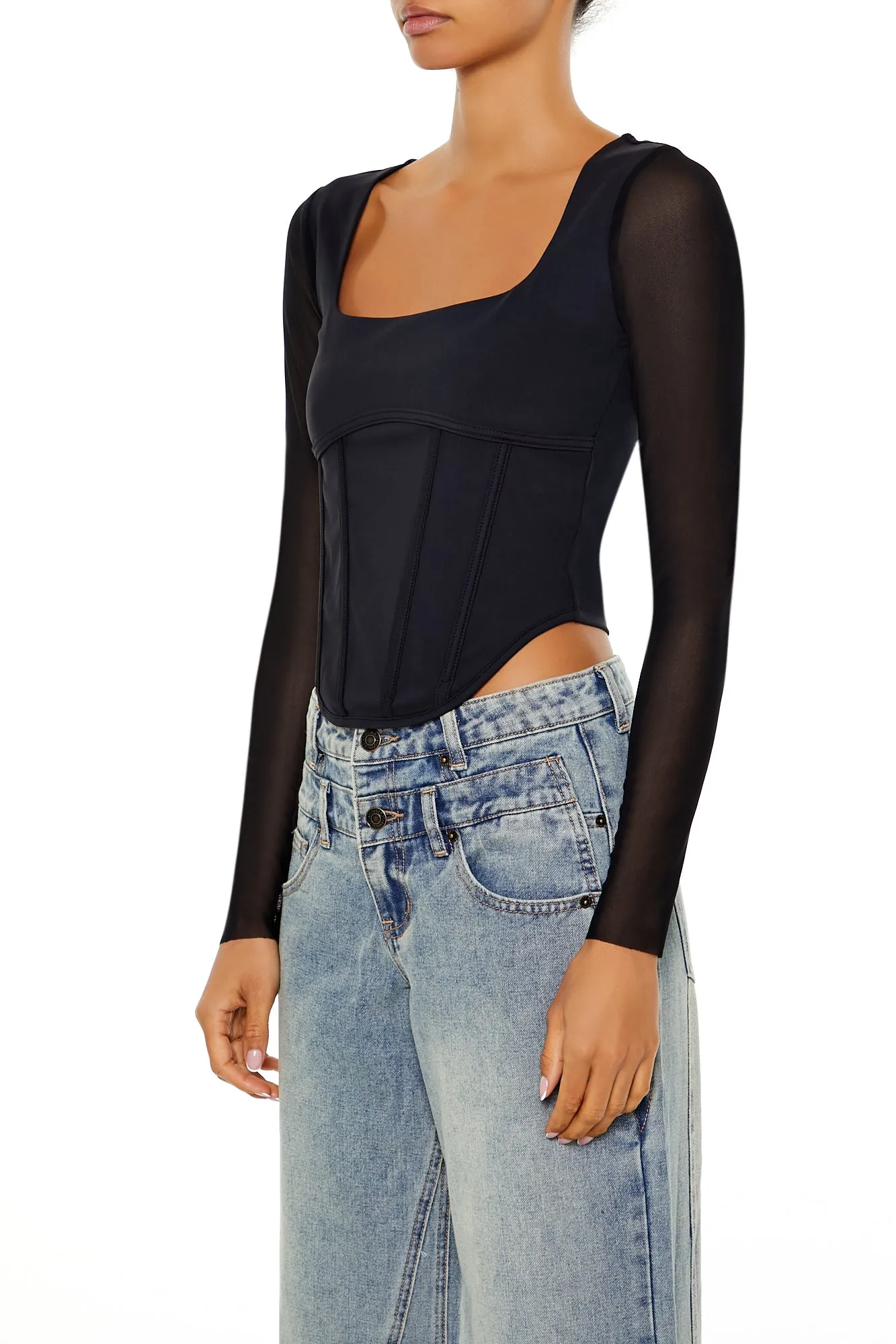Curved Hem Knit Bustier Top - Black sold by Edgars product image thumbnail 3