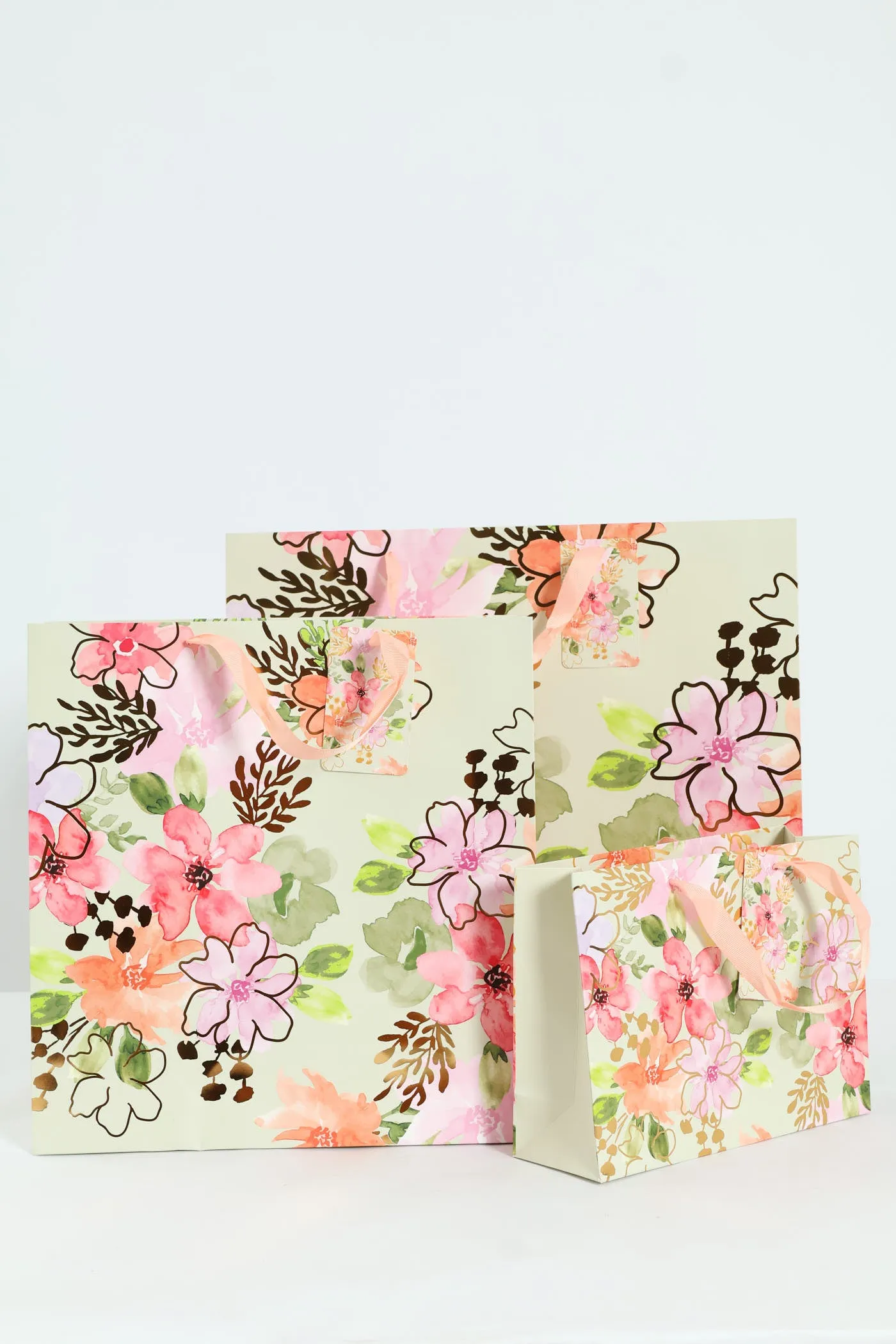 Large Floral Watercolour Gift Bag - Sage sold by Edgars
