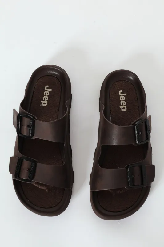Daytona Chunky 2 Buckle Sandal - Dark Brown sold by Edgars
