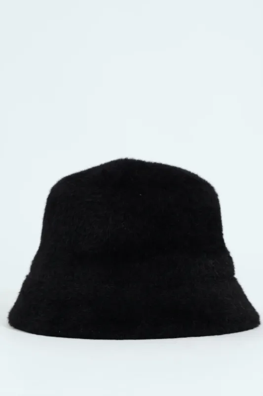 Fluffy Cloche Hat - Black sold by Edgars