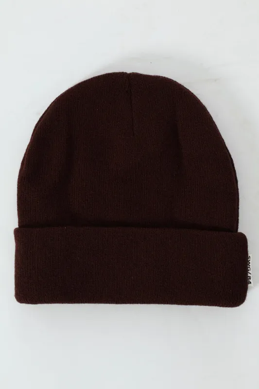Side Label Beanie - Brown sold by Edgars
