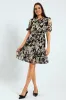 Frill Neck Puff Sleeve Tea Dress - Black sold by Edgars