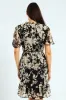 Frill Neck Puff Sleeve Tea Dress - Black sold by Edgars