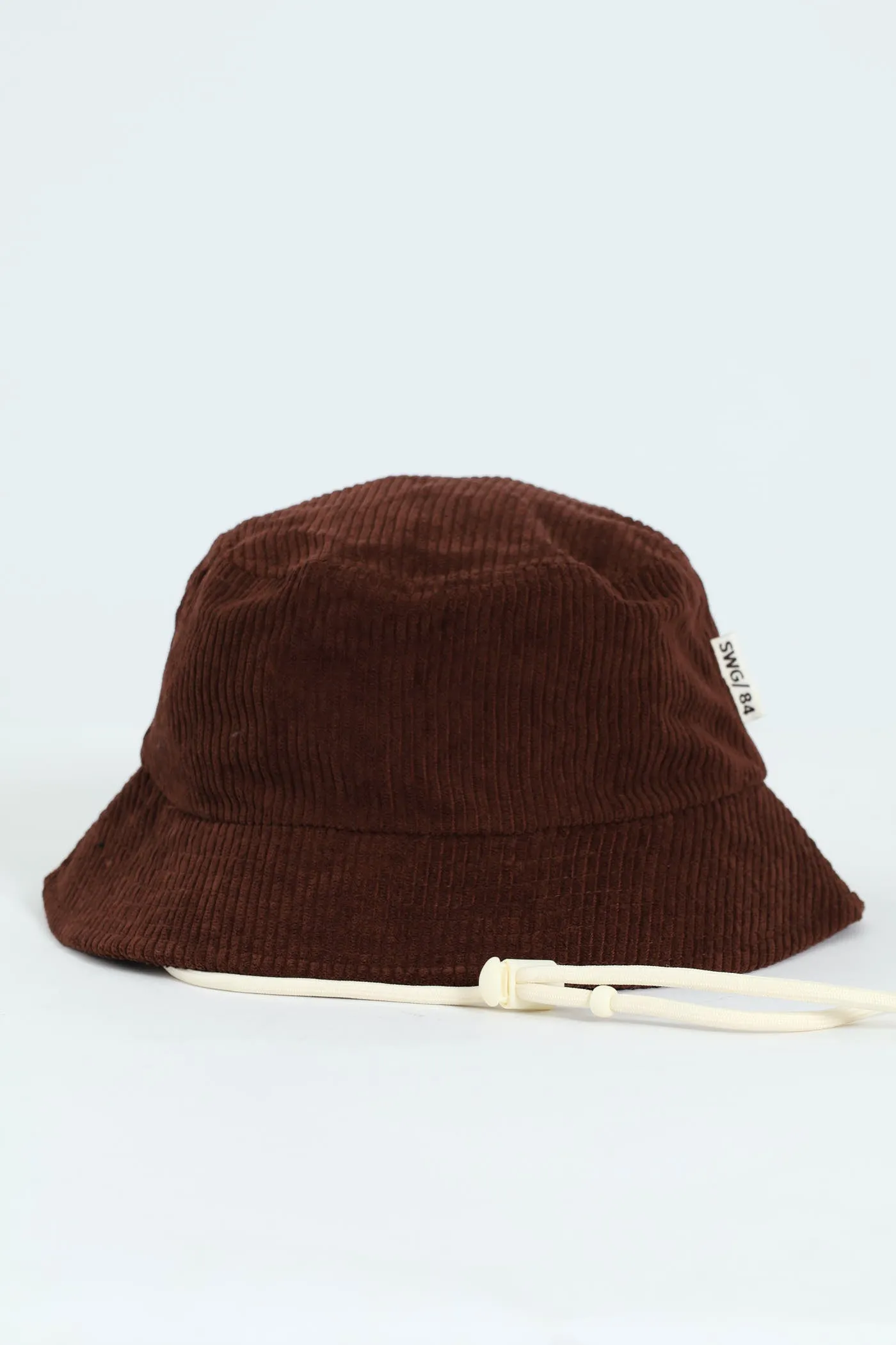 Corduroy Bucket Hat With Drawcord - Brown sold by Edgars