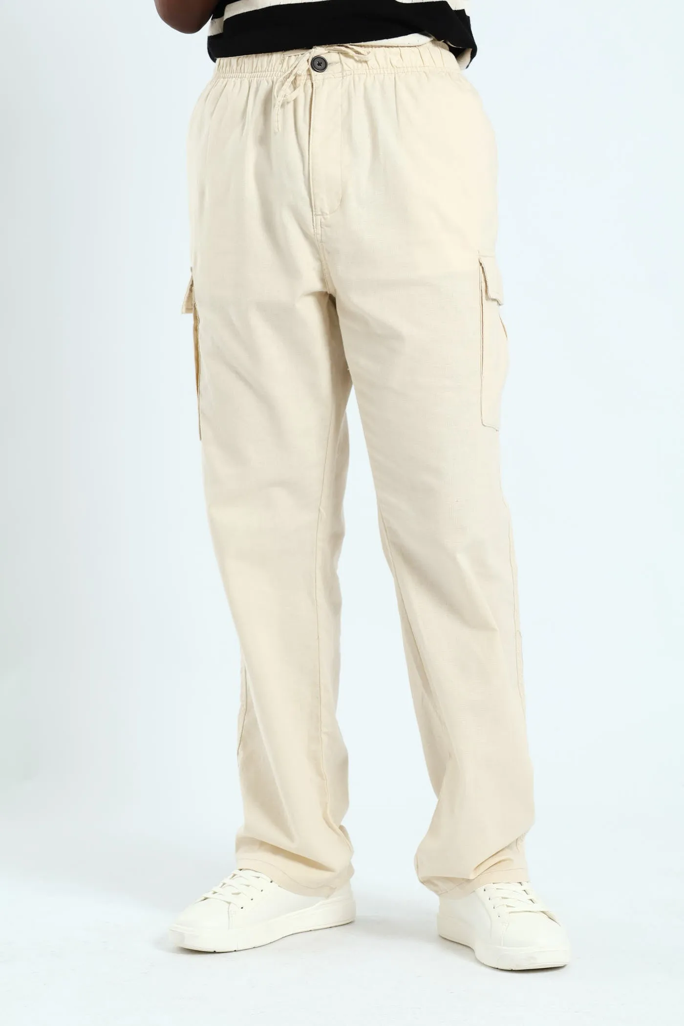 Linen Cargo Pants - Stone sold by Edgars