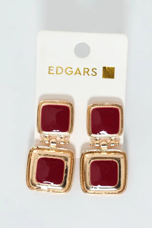 Square Statement Earring - Gold sold by Edgars
