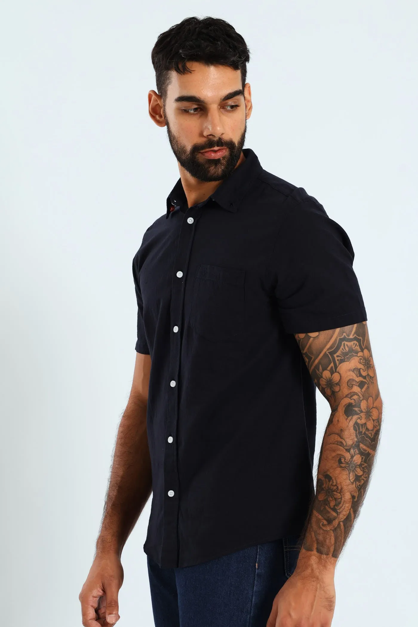 Short Sleeve Slub Shirt - Navy sold by Edgars product image thumbnail 2