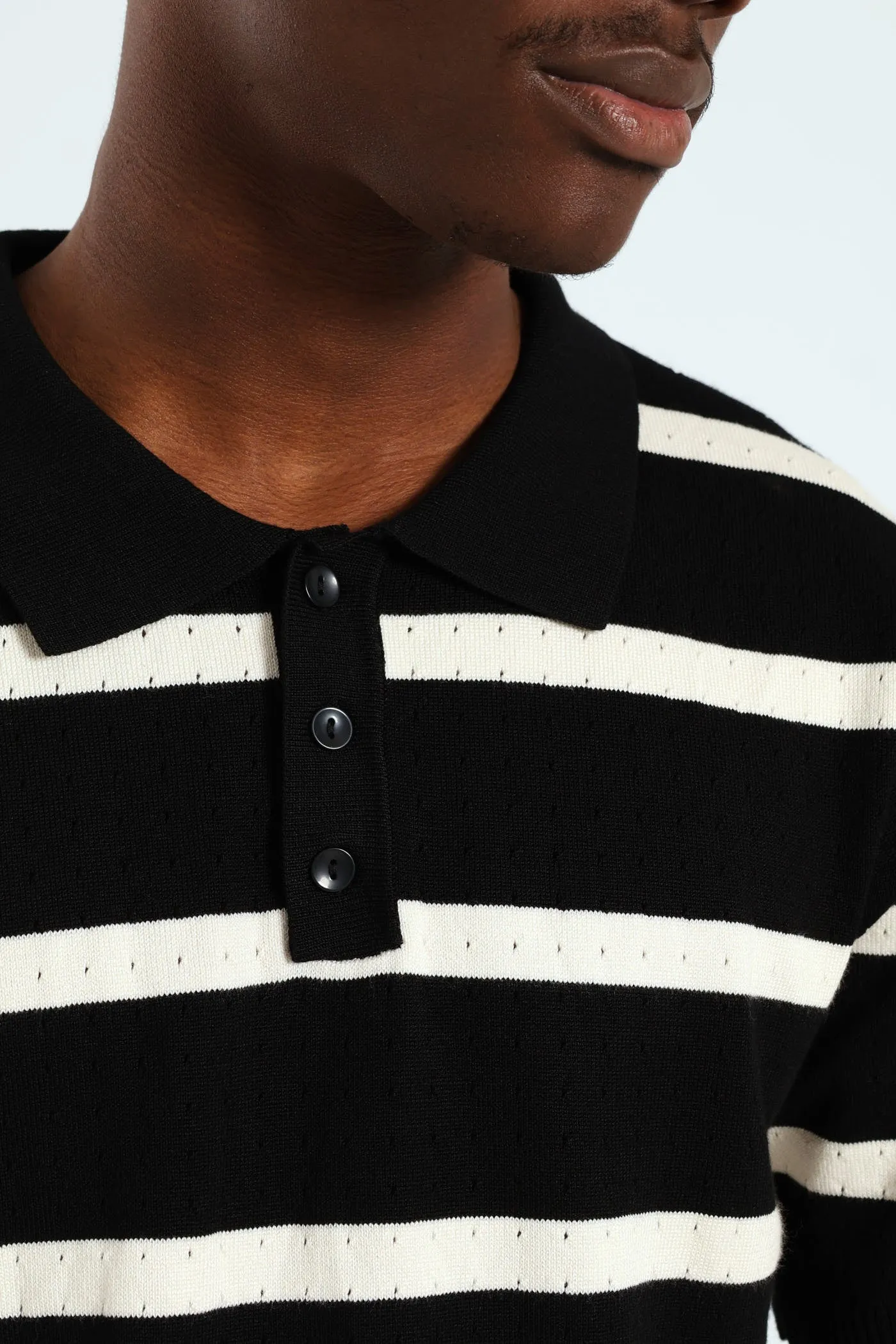Waffle Stripe Fine Gauge Golfer - Black sold by Edgars product image thumbnail 4
