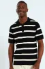 Waffle Stripe Fine Gauge Golfer - Black sold by Edgars 