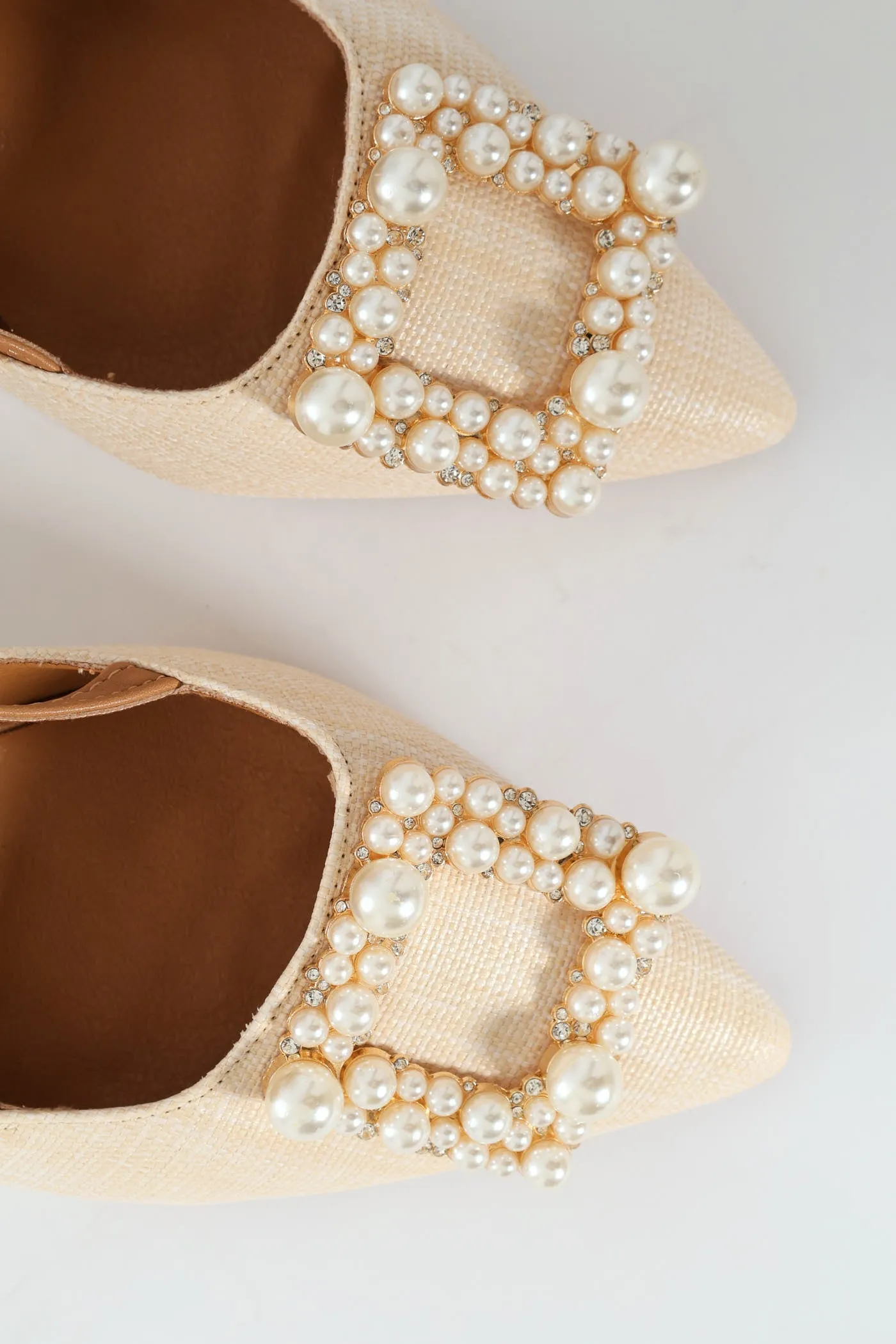 Raffia Slingback With Diamante Kitten Heel - Off White sold by Edgars product image thumbnail 2